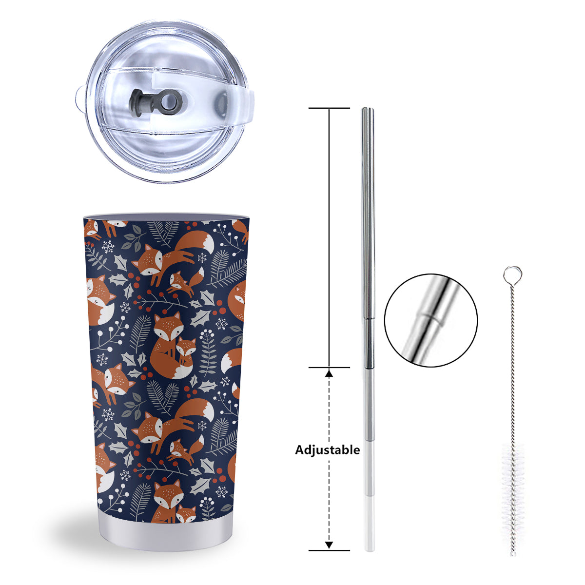 Fox Winter Print Pattern Tumbler-grizzshop