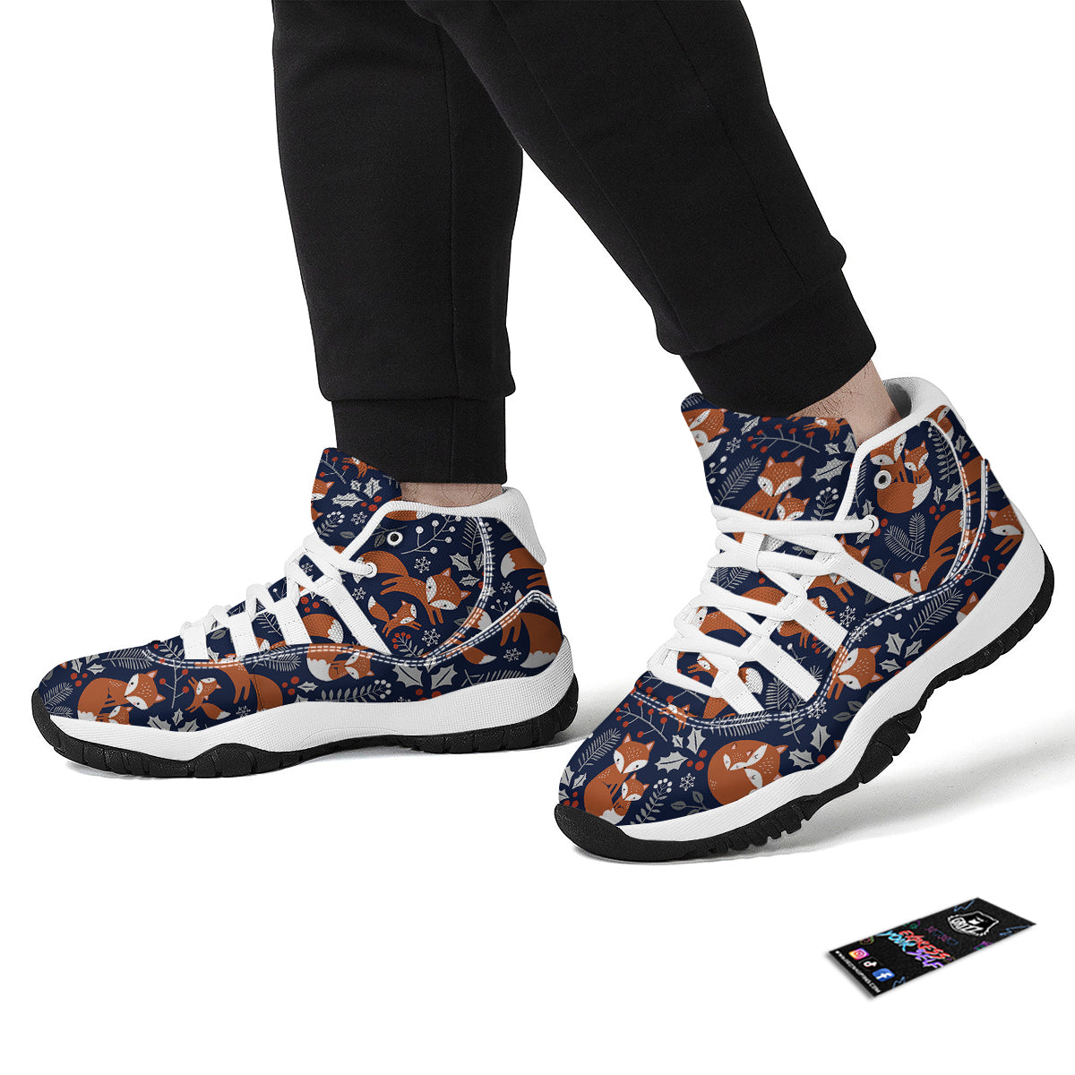 Fox Winter Print Pattern White Bball Shoes-grizzshop