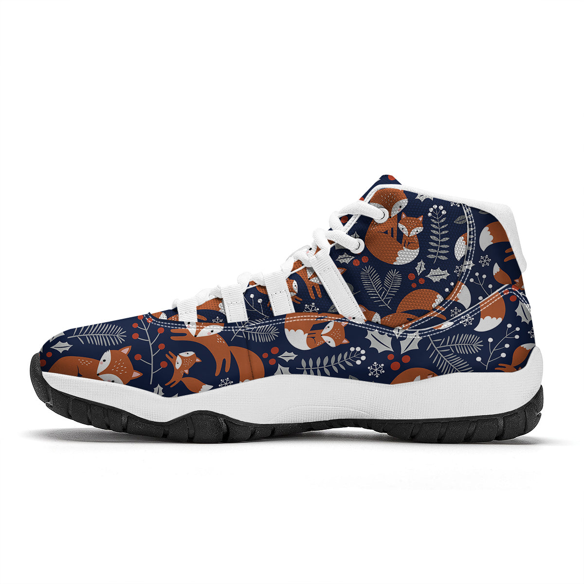 Fox Winter Print Pattern White Bball Shoes-grizzshop