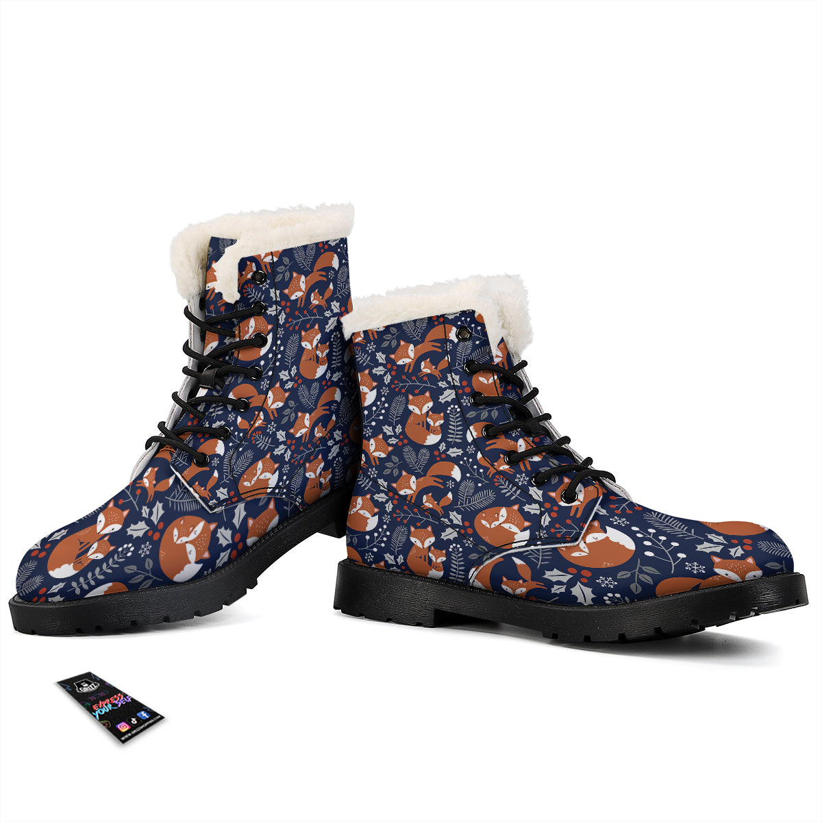 Fox Winter Print Pattern Winter Boots-grizzshop