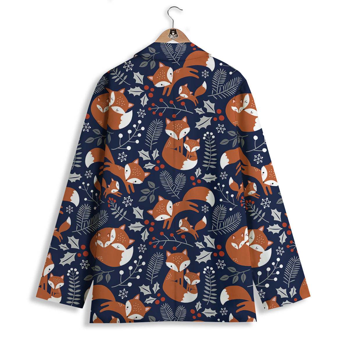 Fox Winter Print Pattern Women's Blazer-grizzshop