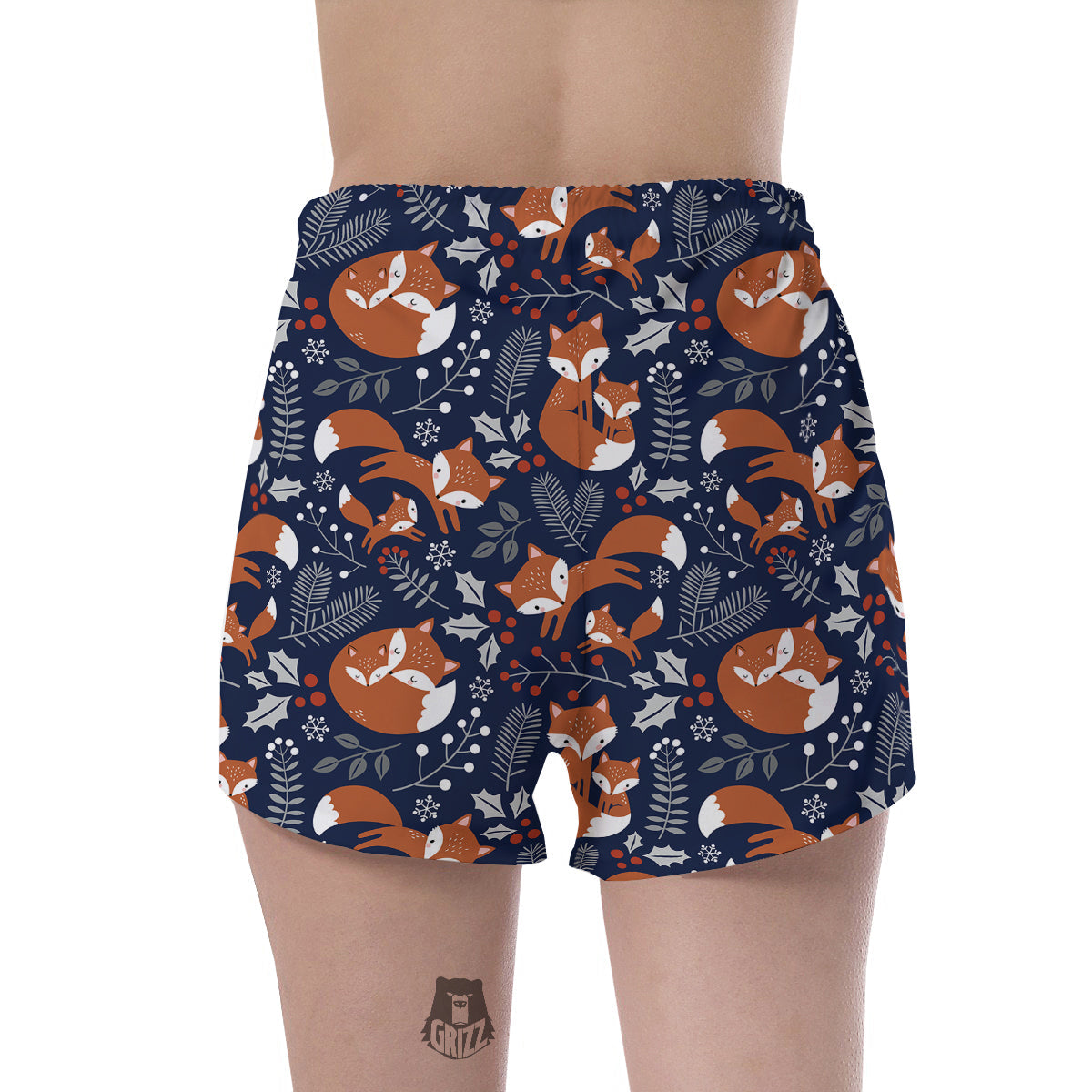 Fox Winter Print Pattern Women's Shorts-grizzshop