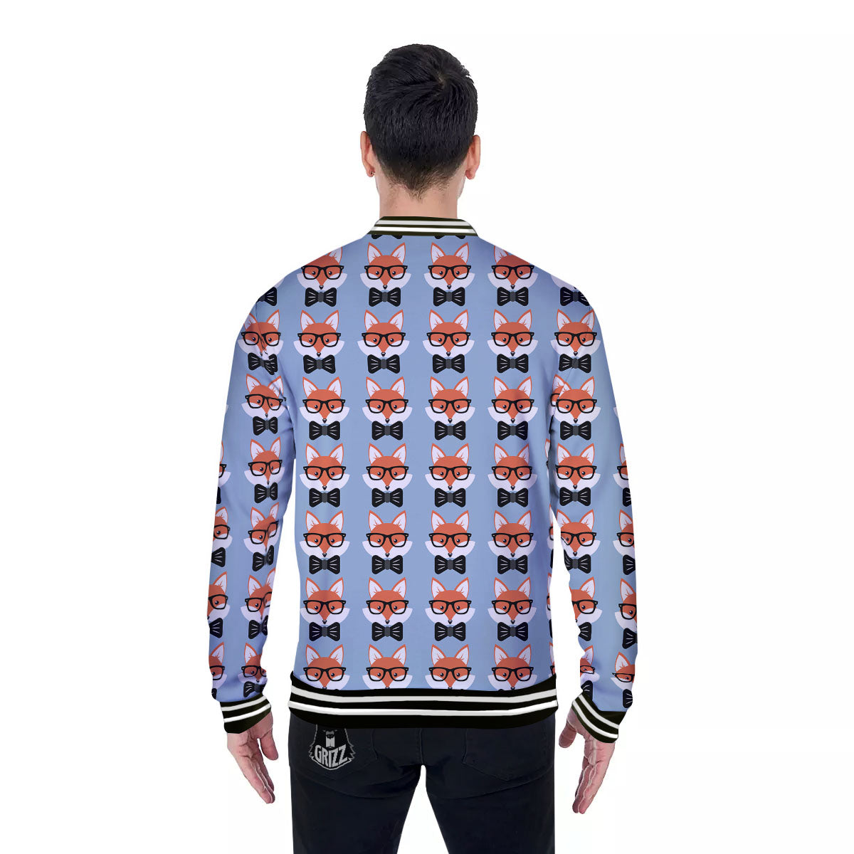 Fox With Glasses Print Pattern Baseball Jacket-grizzshop