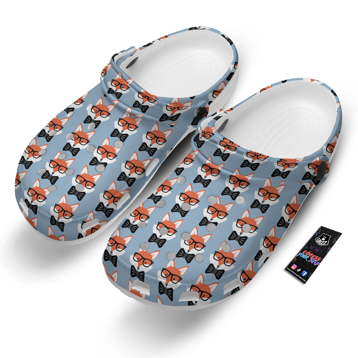 Fox With Glasses Print Pattern Clog-grizzshop