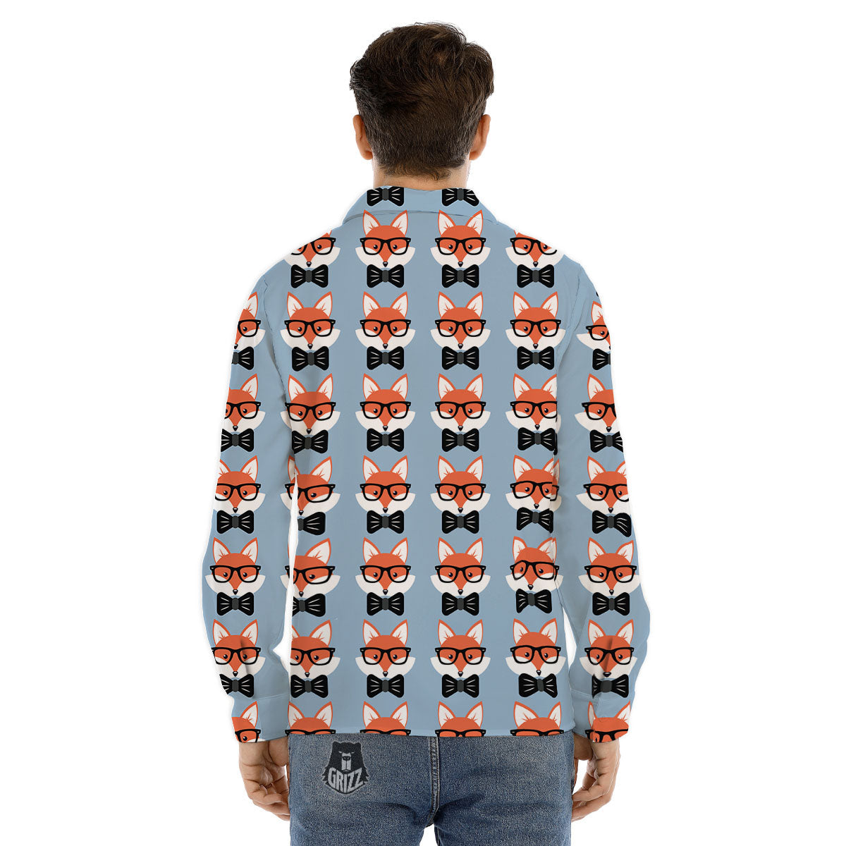 Fox With Glasses Print Pattern Men's Dress Shirts-grizzshop