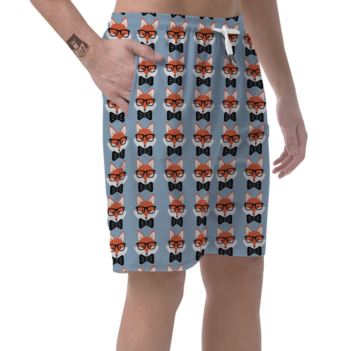 Fox With Glasses Print Pattern Men's Shorts-grizzshop