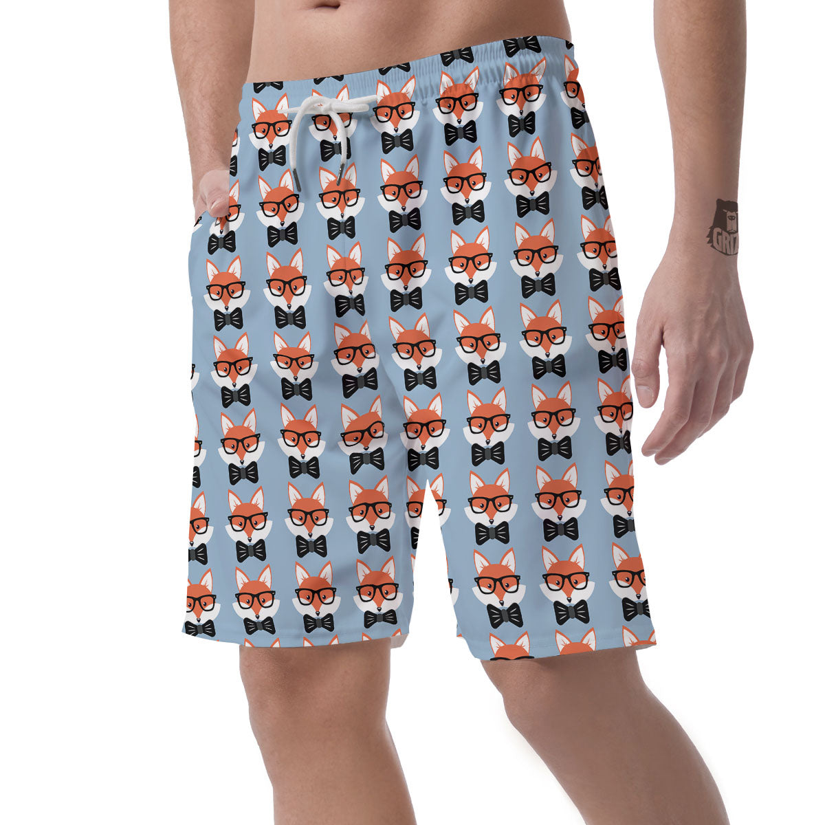 Fox With Glasses Print Pattern Men's Shorts-grizzshop