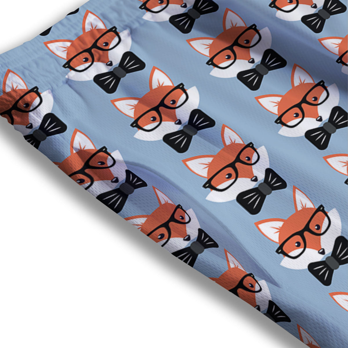 Fox With Glasses Print Pattern Mesh Shorts