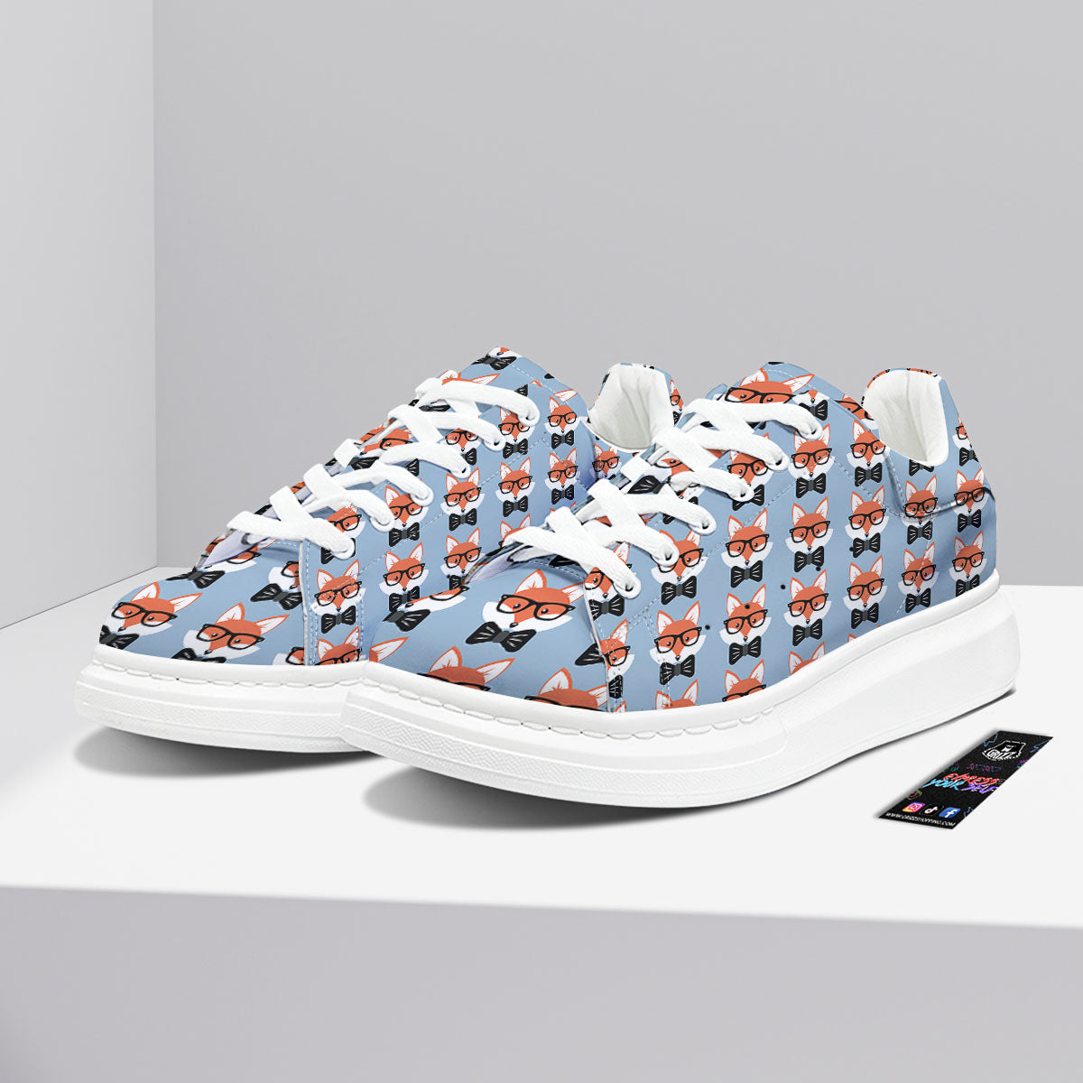 Fox With Glasses Print Pattern Platform Shoes-grizzshop