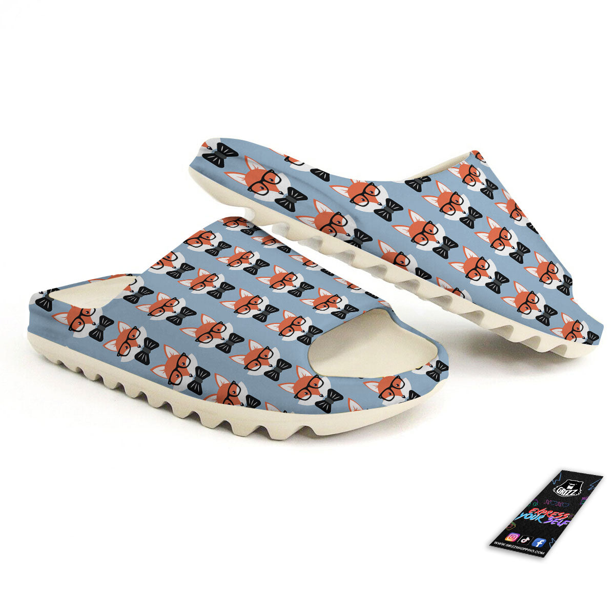 Fox With Glasses Print Pattern Sandals-grizzshop
