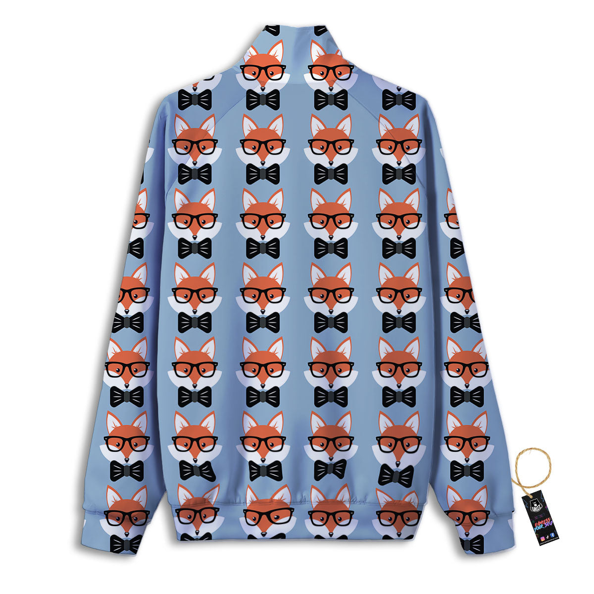 Fox With Glasses Print Pattern Track Jacket-grizzshop