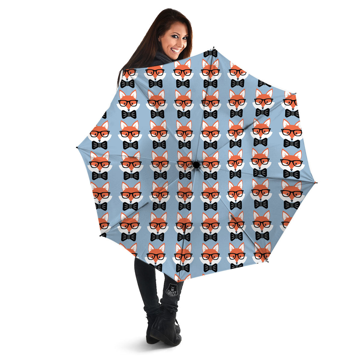 Fox With Glasses Print Pattern Umbrella-grizzshop