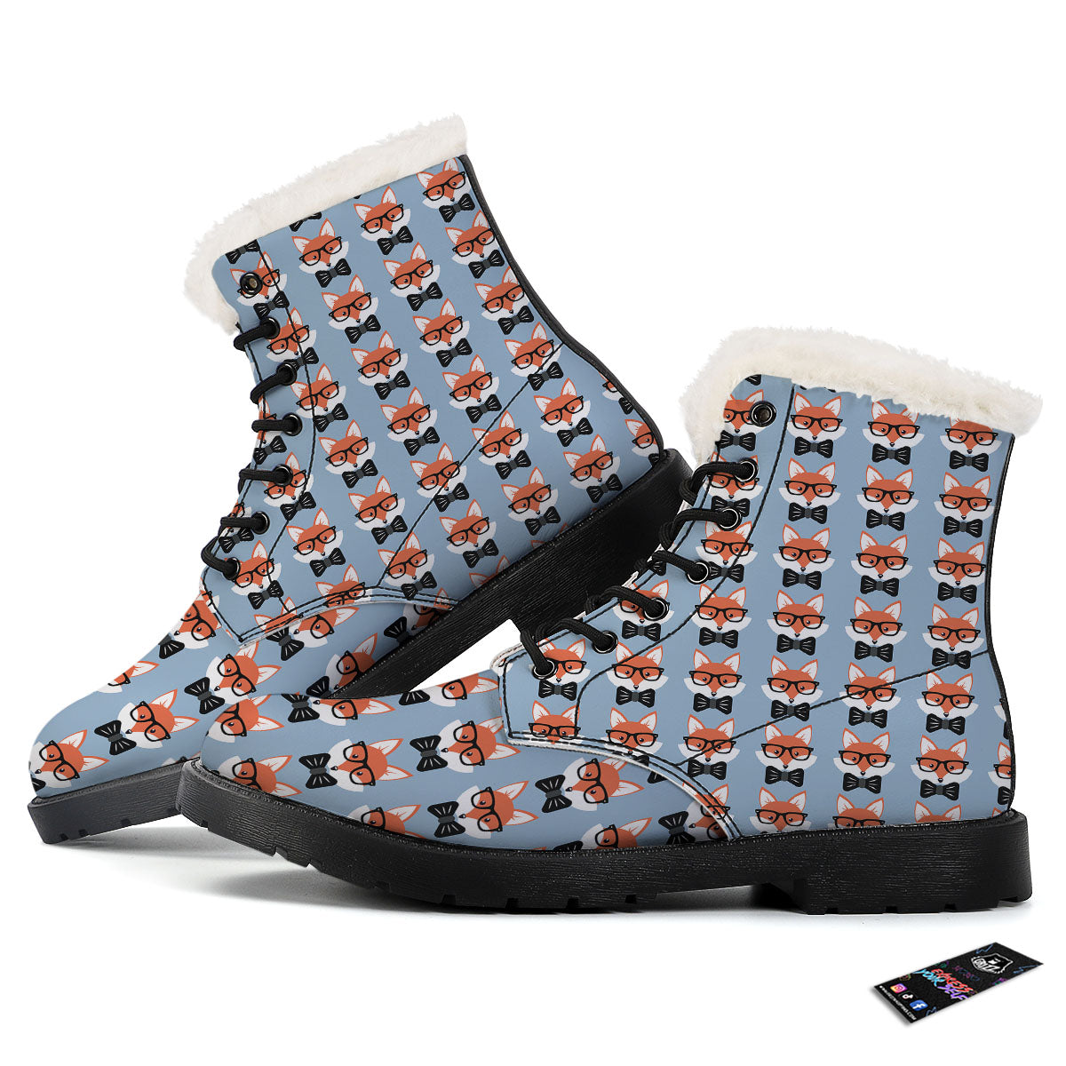 Fox With Glasses Print Pattern Winter Boots-grizzshop