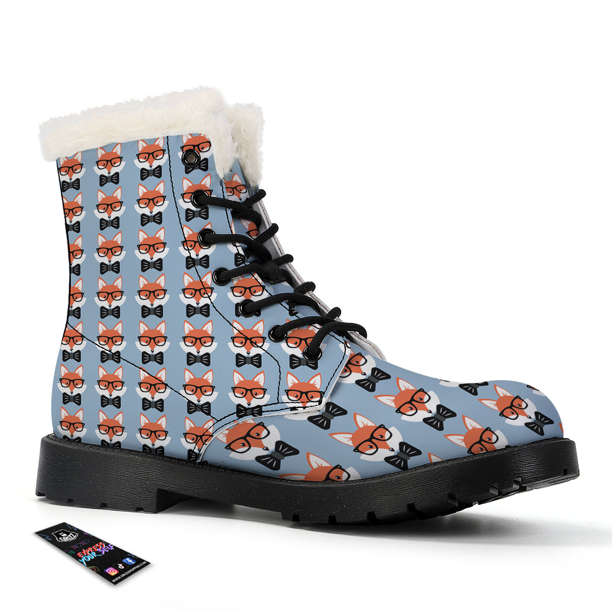 Fox With Glasses Print Pattern Winter Boots-grizzshop