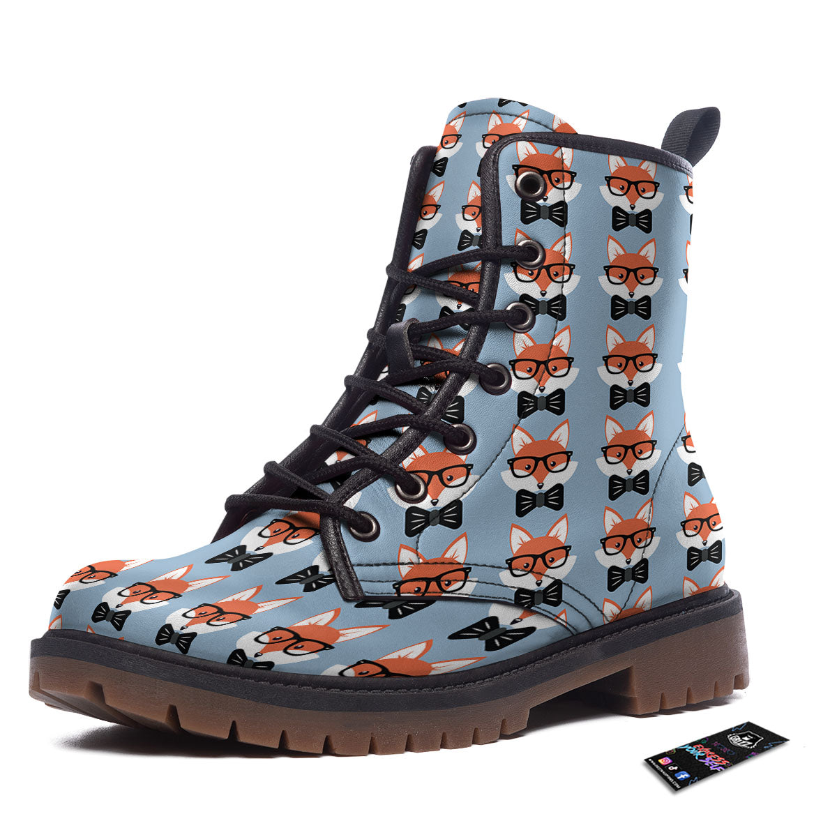 Fox With Glasses Print Pattern Work Boots-grizzshop