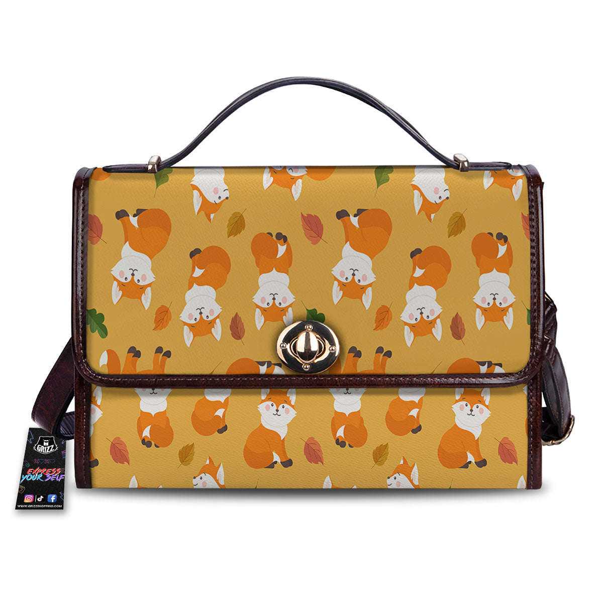 Fox Orange Print Pattern Women's Satchel Bag