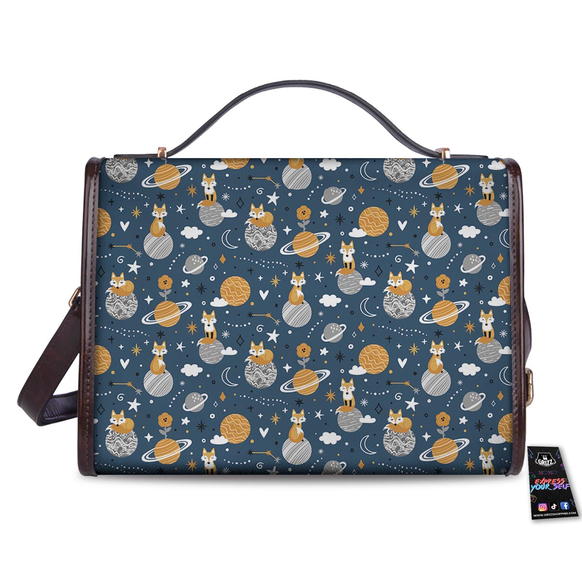 Fox Space Print Pattern Women's Satchel Bag