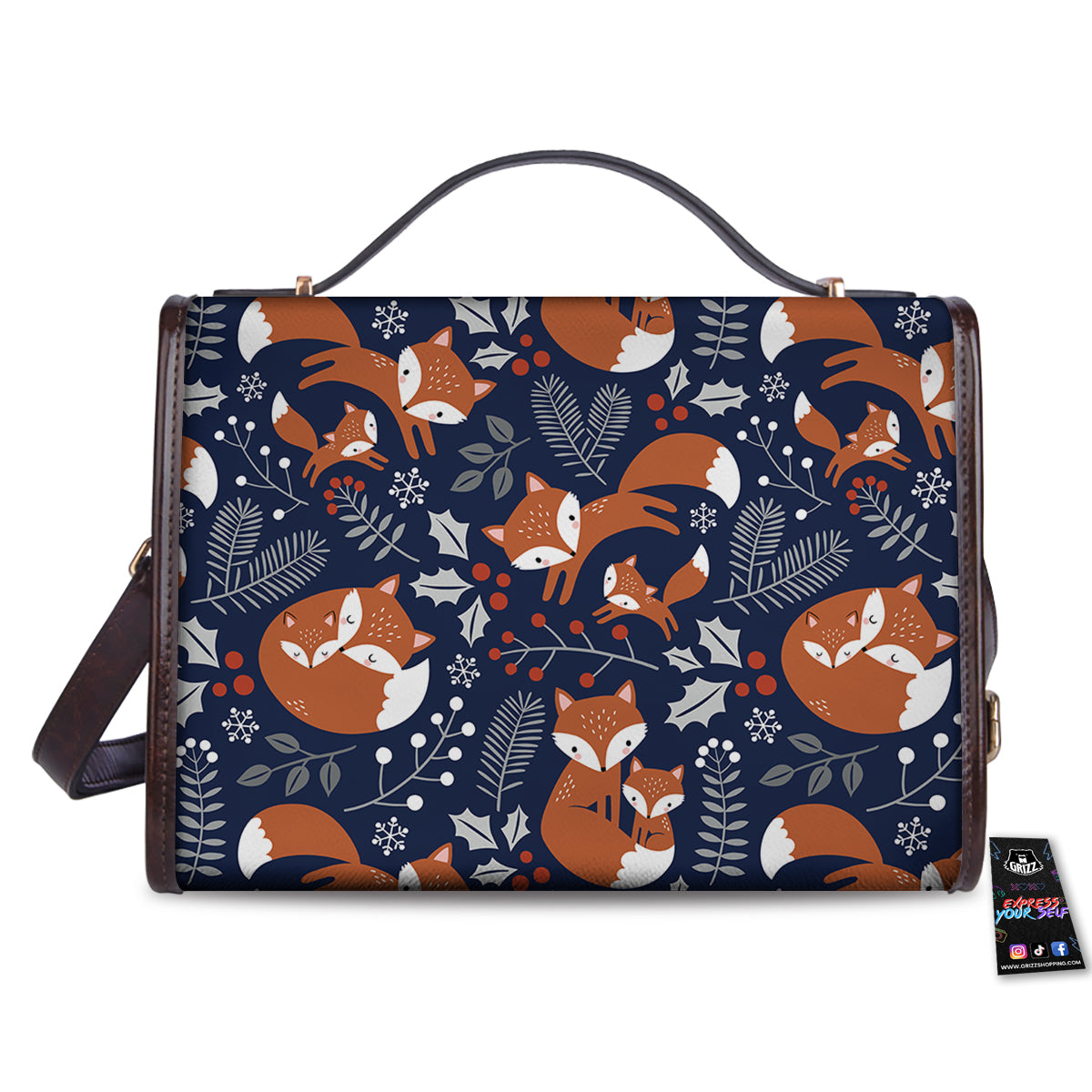 Fox Winter Print Pattern Women's Satchel Bag