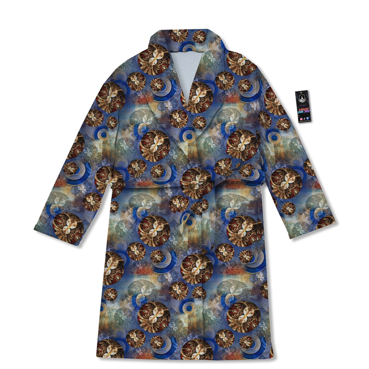 Fractal Abstract Print Bathrobe-grizzshop