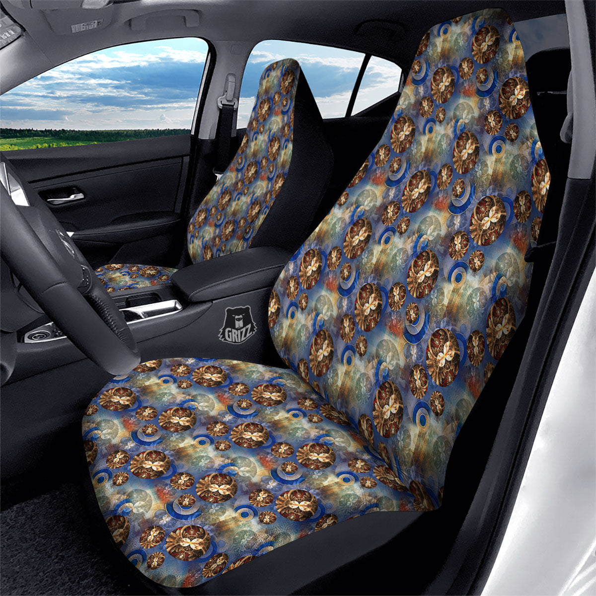 Fractal Abstract Print Car Seat Covers-grizzshop