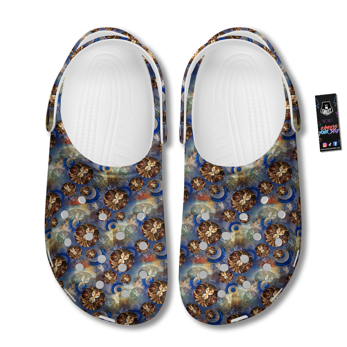 Fractal Abstract Print Clog-grizzshop