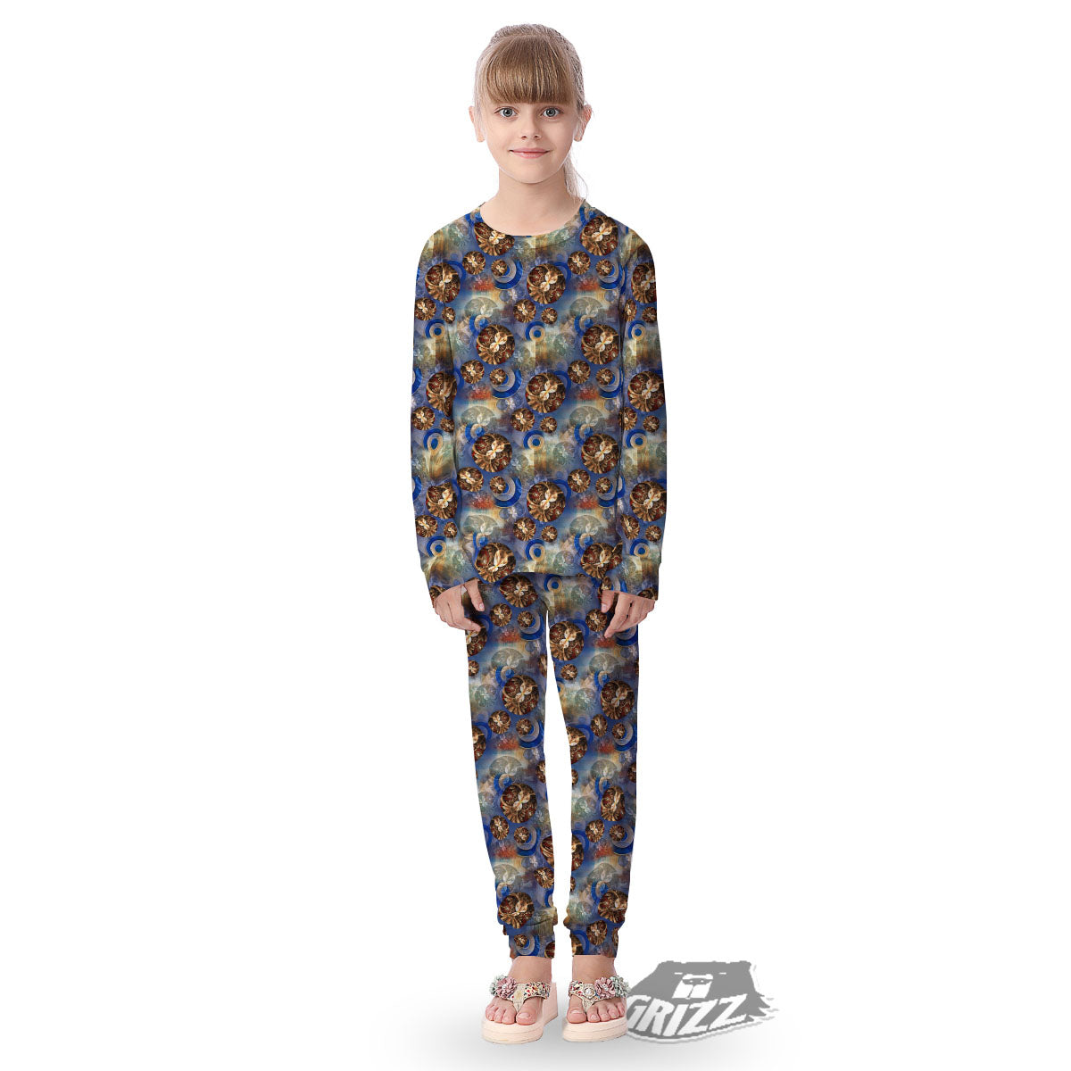 Fractal Abstract Print Kid's Pajamas-grizzshop