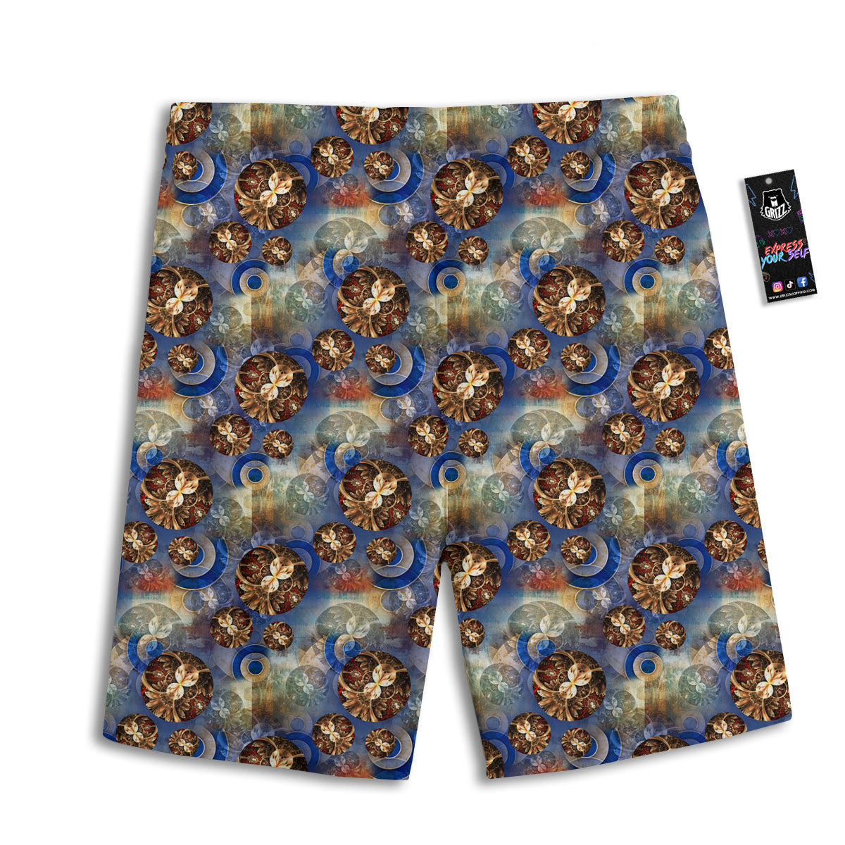 Fractal Abstract Print Men's Athletic Shorts
