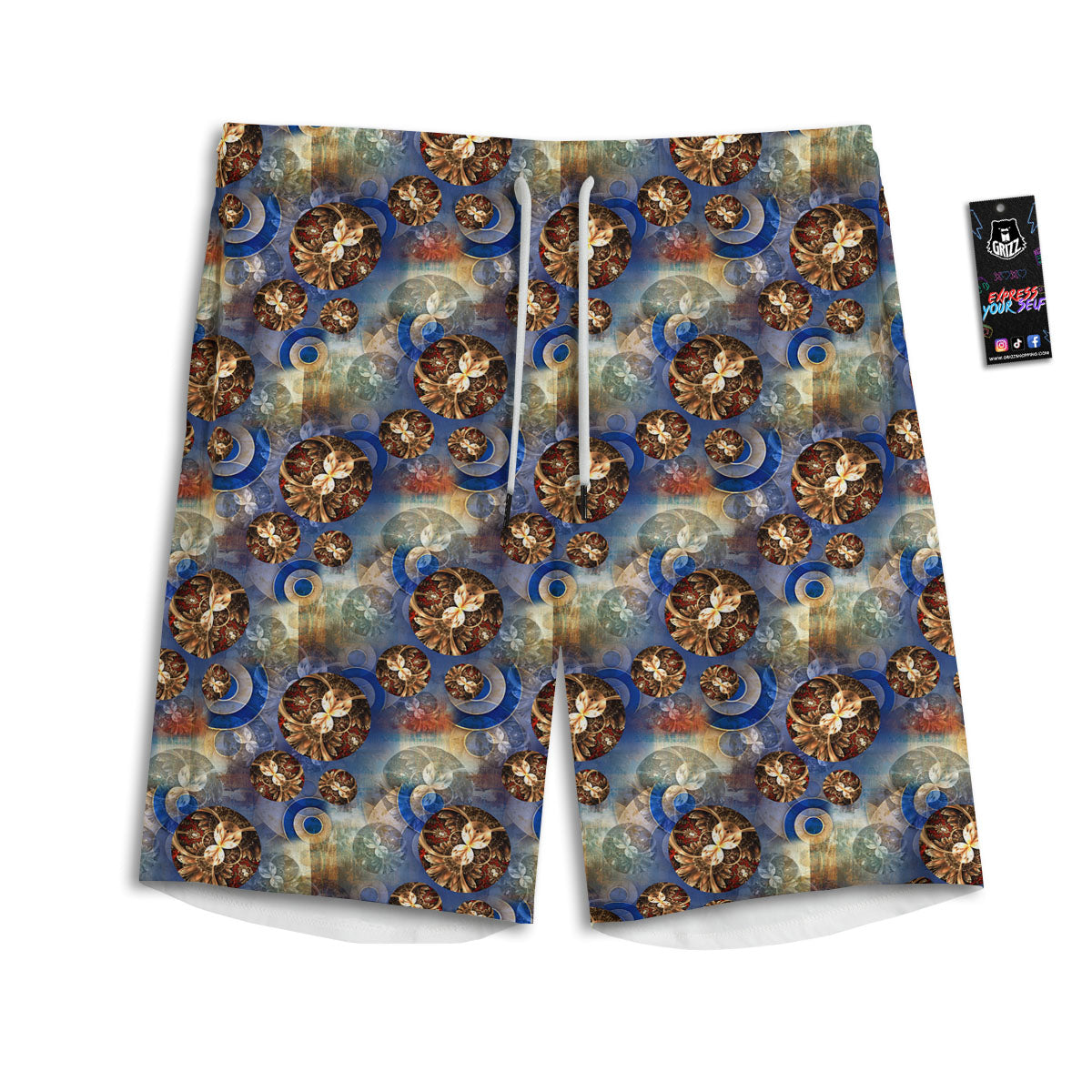 Fractal Abstract Print Men's Athletic Shorts