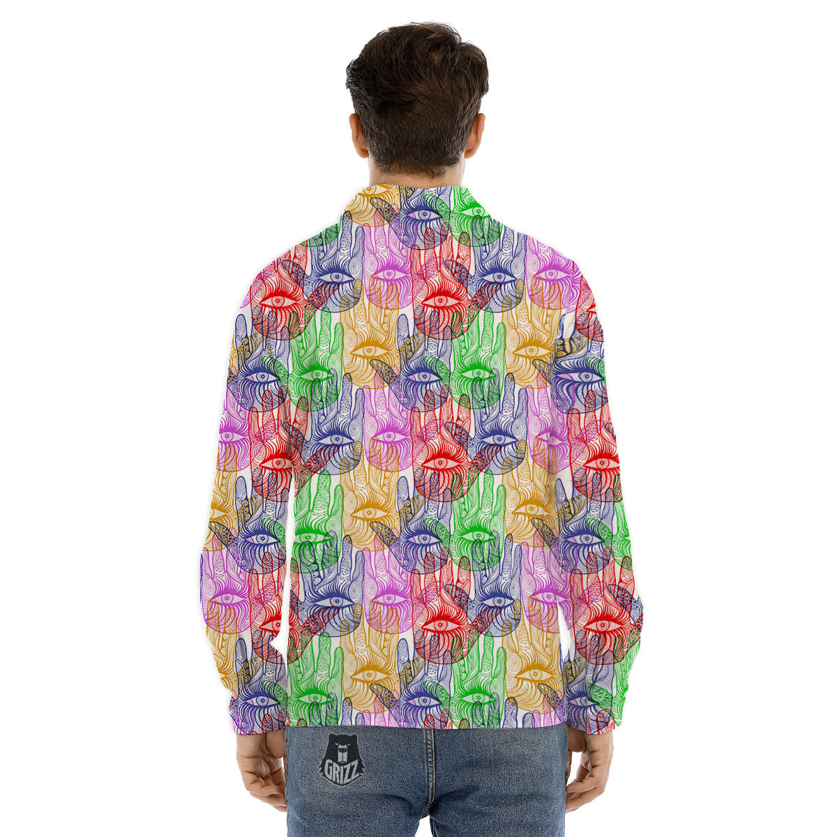 Fractal Abstract Print Men's Dress Shirts-grizzshop