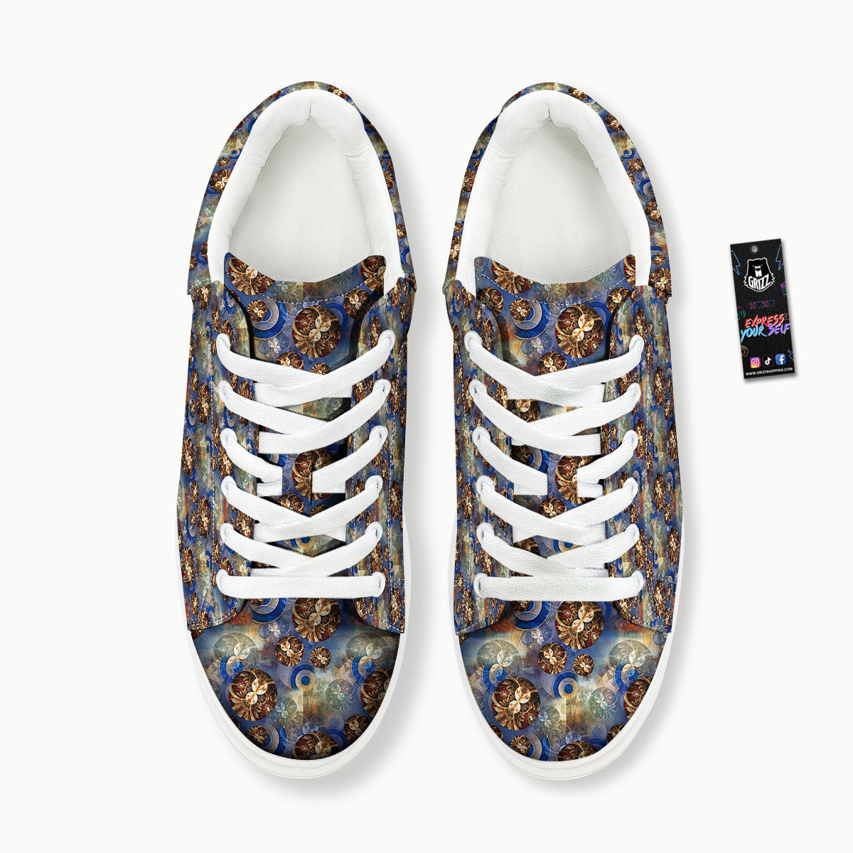 Fractal Abstract Print Platform Shoes-grizzshop