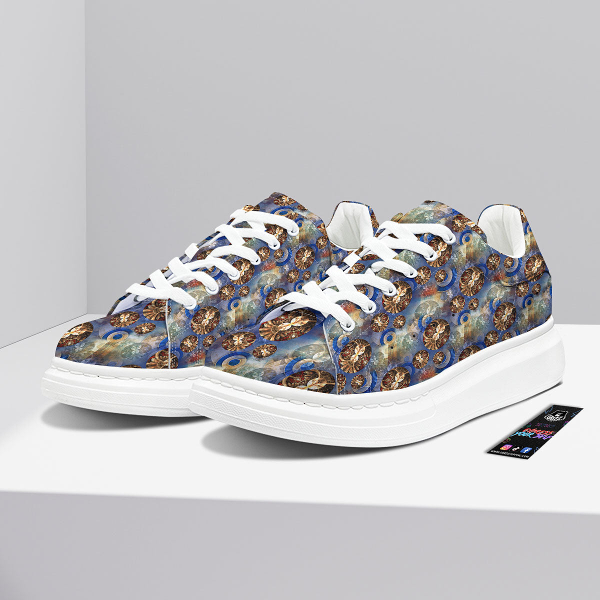 Fractal Abstract Print Platform Shoes-grizzshop