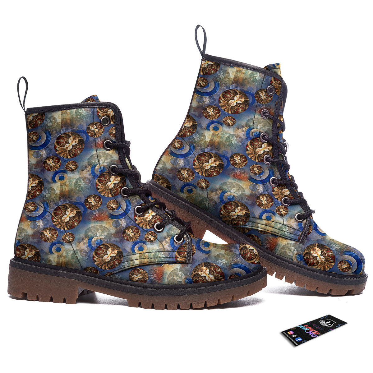 Fractal Abstract Print Work Boots-grizzshop