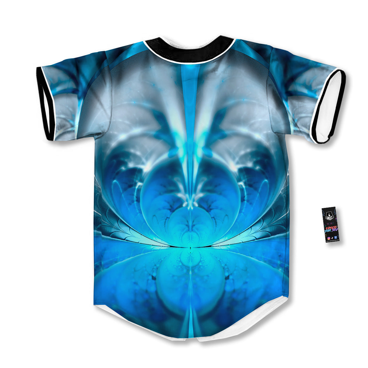 Fractal Blue Print Baseball Jersey-grizzshop