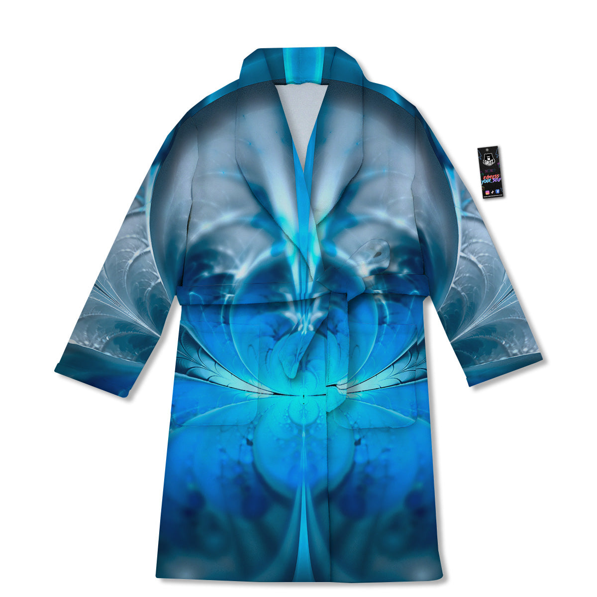 Fractal Blue Print Bathrobe-grizzshop