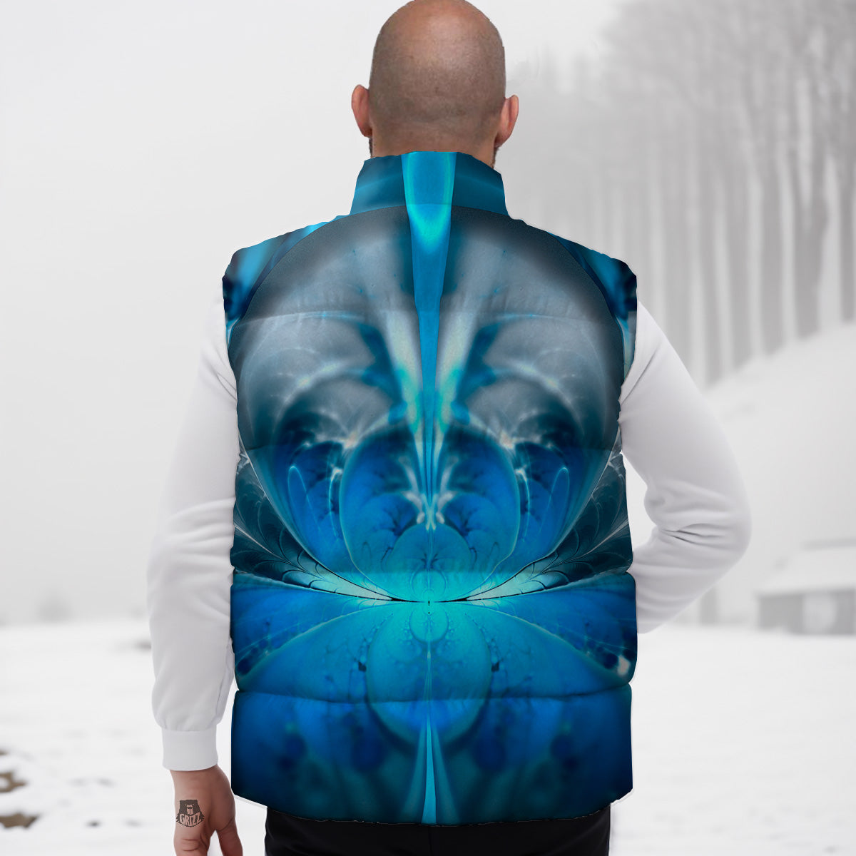 Fractal Blue Print Down Vest