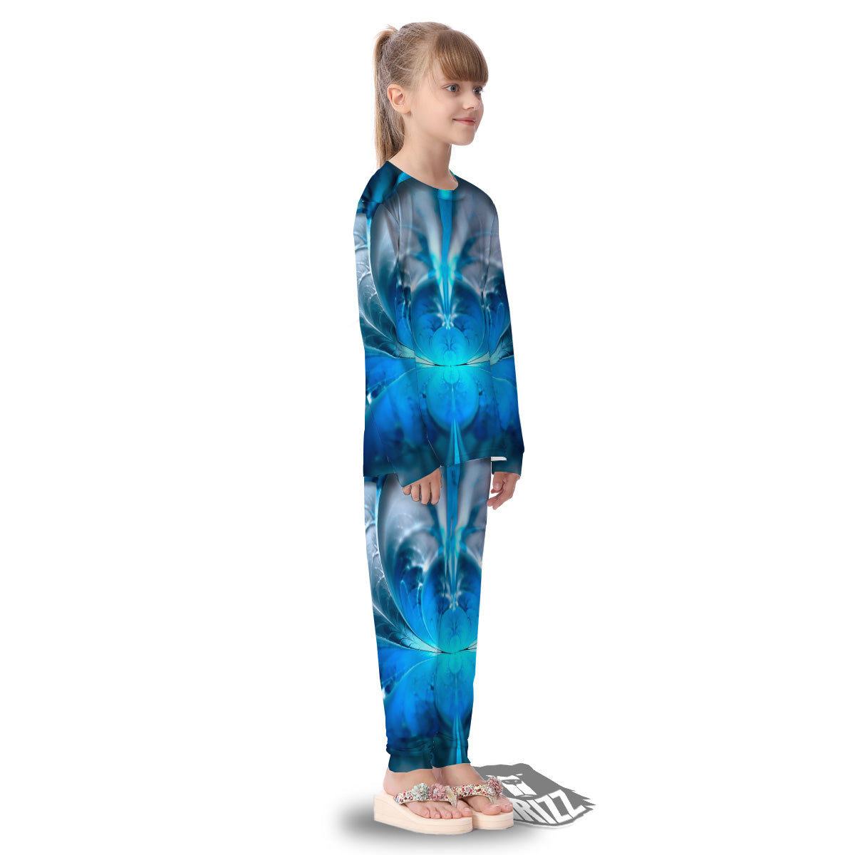 Fractal Blue Print Kid's Pajamas-grizzshop