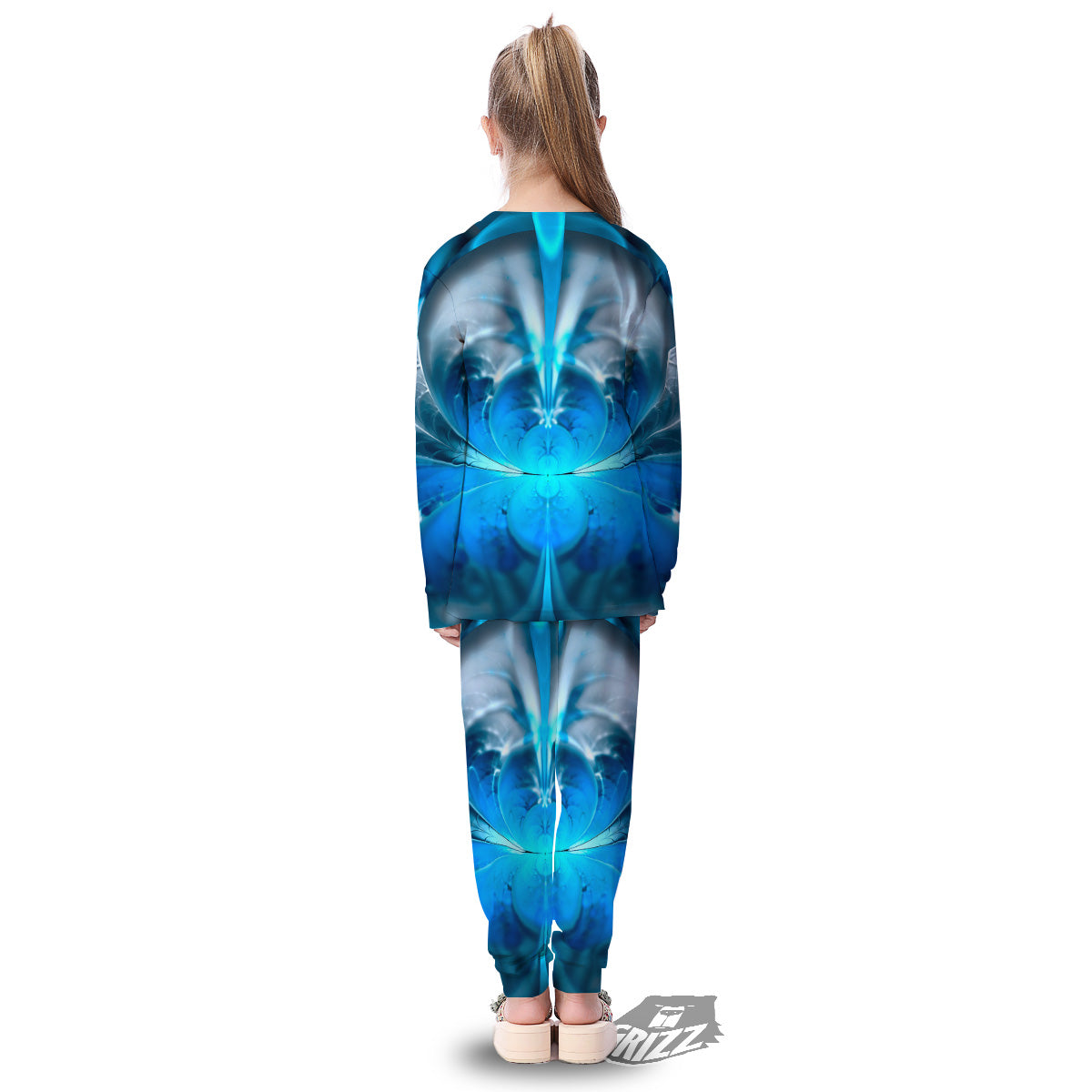 Fractal Blue Print Kid's Pajamas-grizzshop