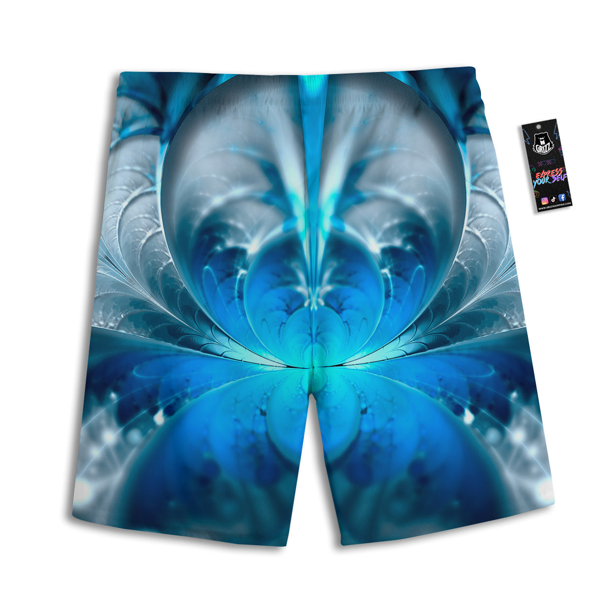 Fractal Blue Print Men's Athletic Shorts