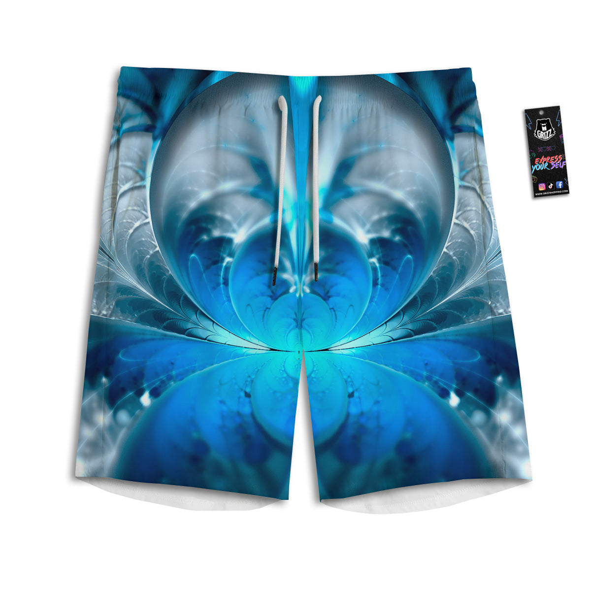 Fractal Blue Print Men's Athletic Shorts