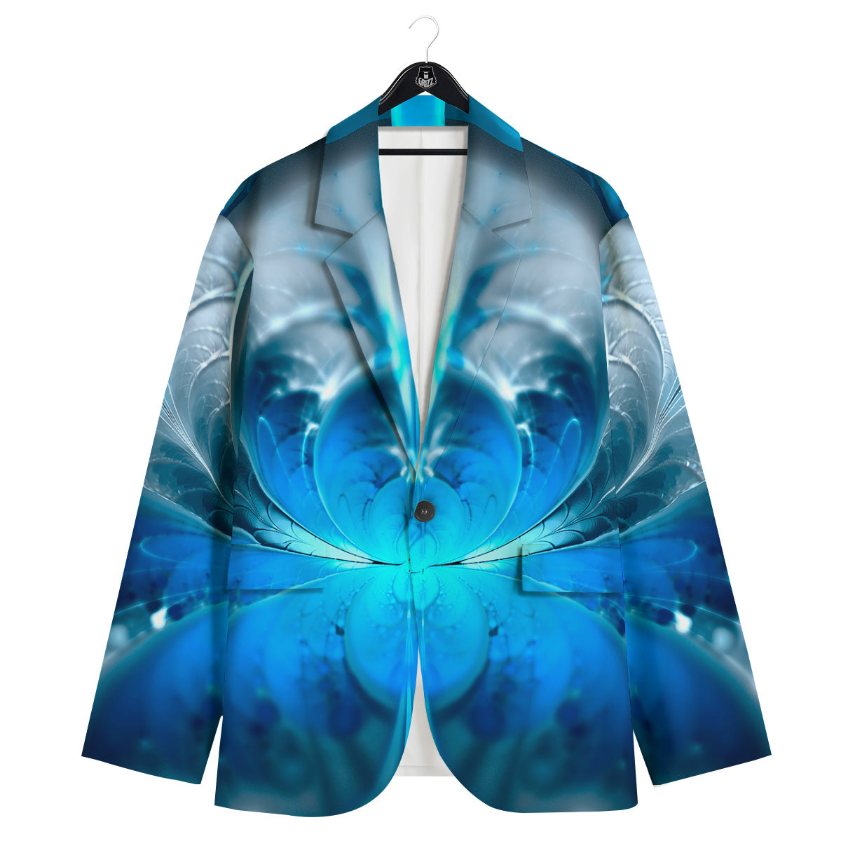 Fractal Blue Print Men's Sport Coat-grizzshop