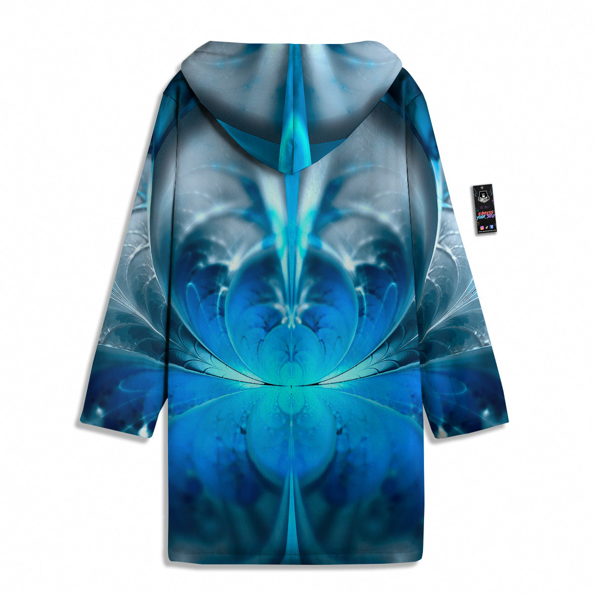 Fractal Blue Print Men's Windbreaker Jacket-grizzshop