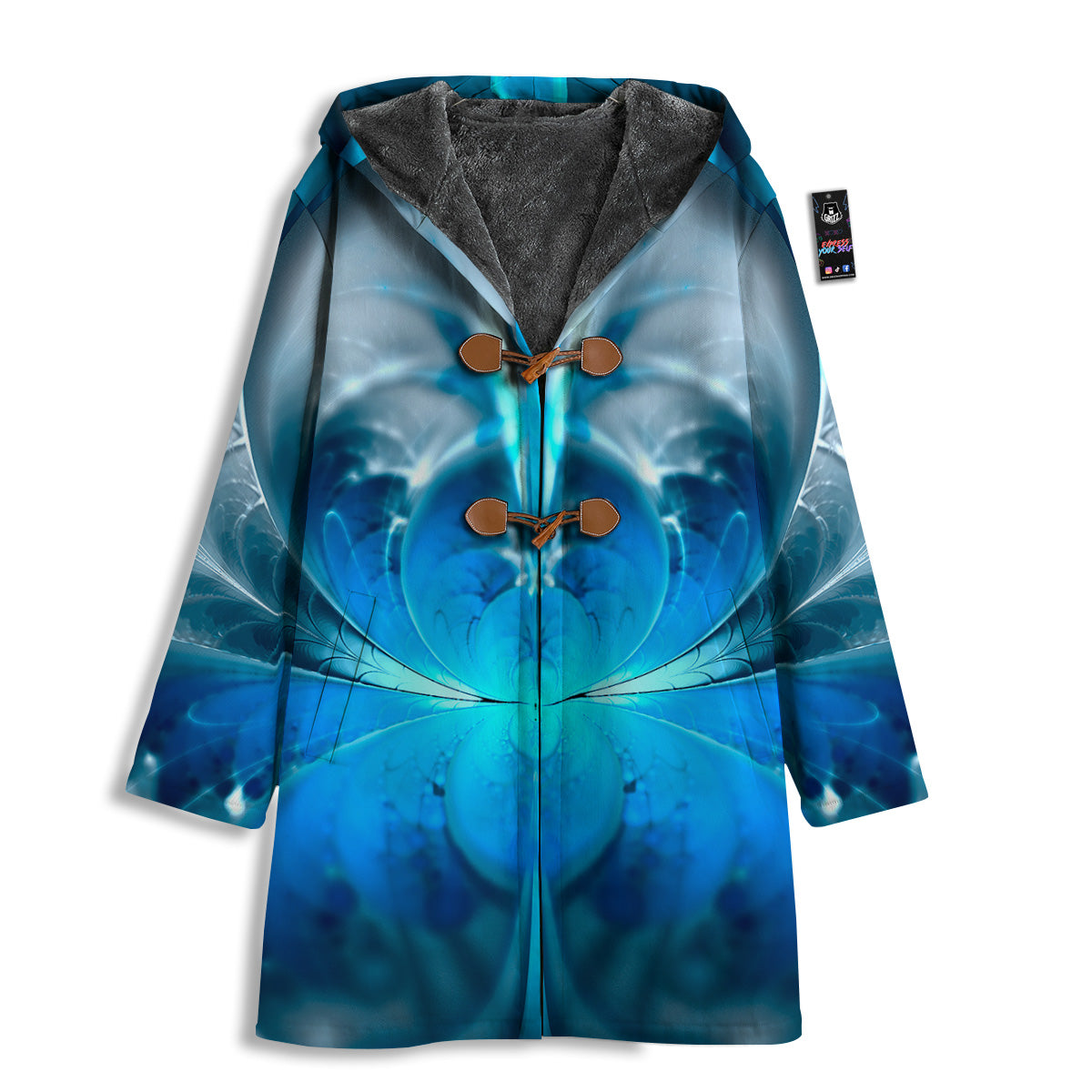 Fractal Blue Print Men's Windbreaker Jacket-grizzshop