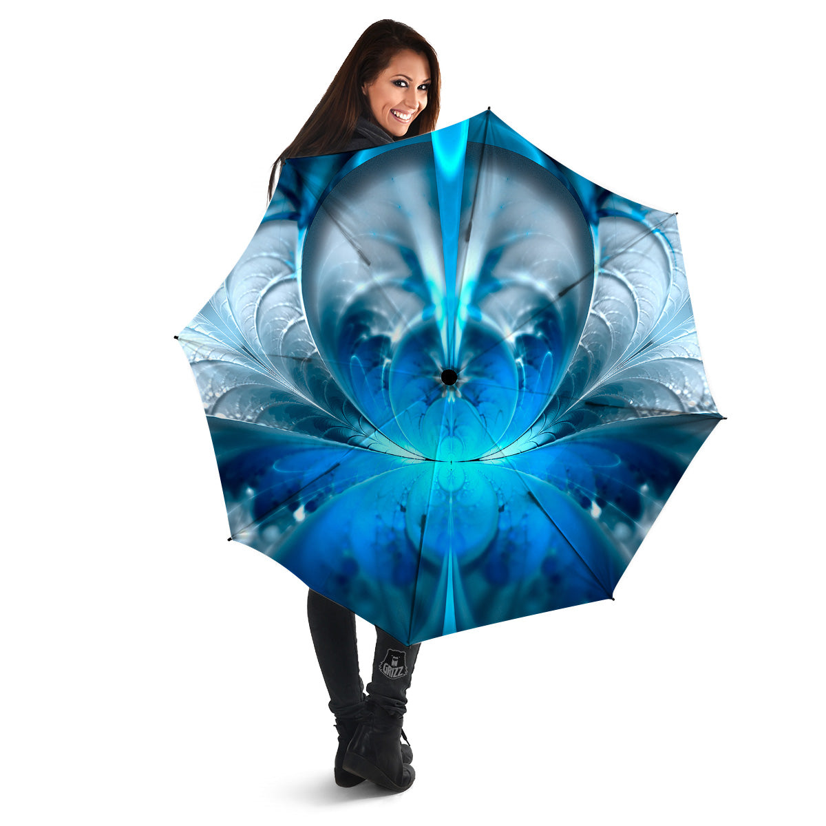 Fractal Blue Print Umbrella-grizzshop