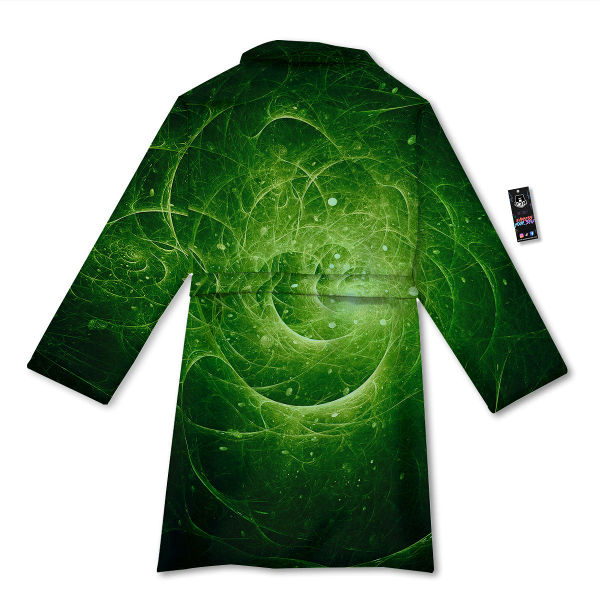 Fractal Green Print Bathrobe-grizzshop