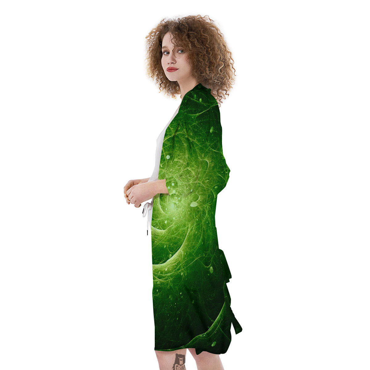 Fractal Green Print Kimono-grizzshop