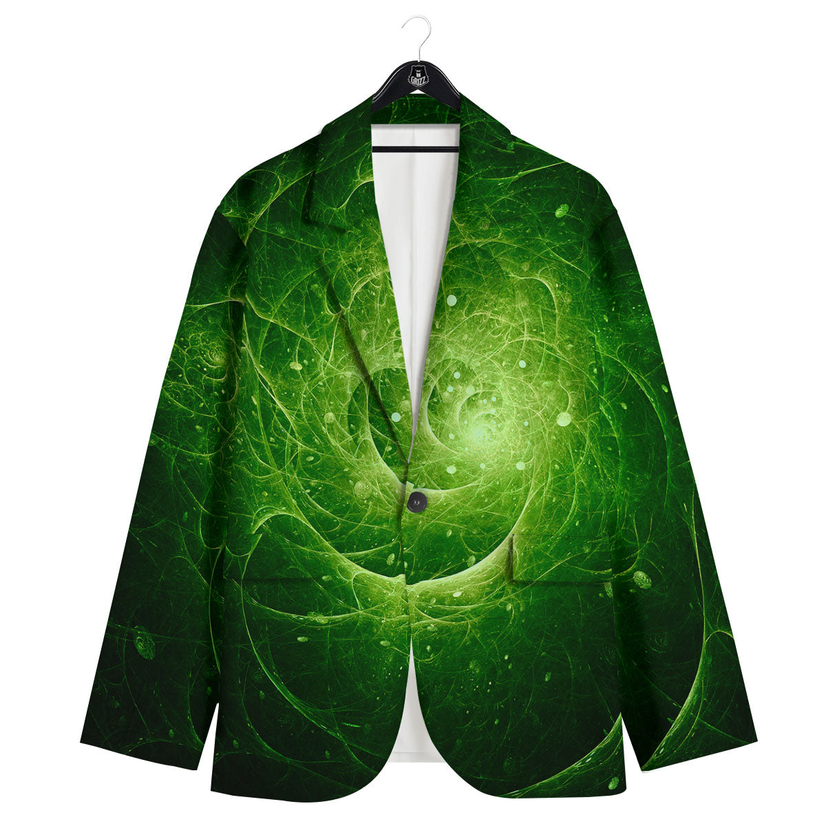 Fractal Green Print Men's Sport Coat-grizzshop