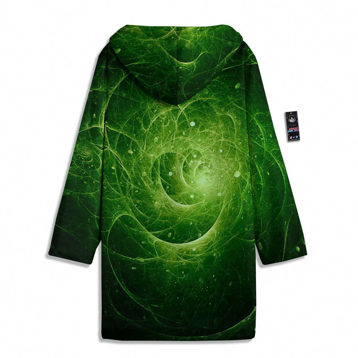 Fractal Green Print Men's Windbreaker Jacket-grizzshop