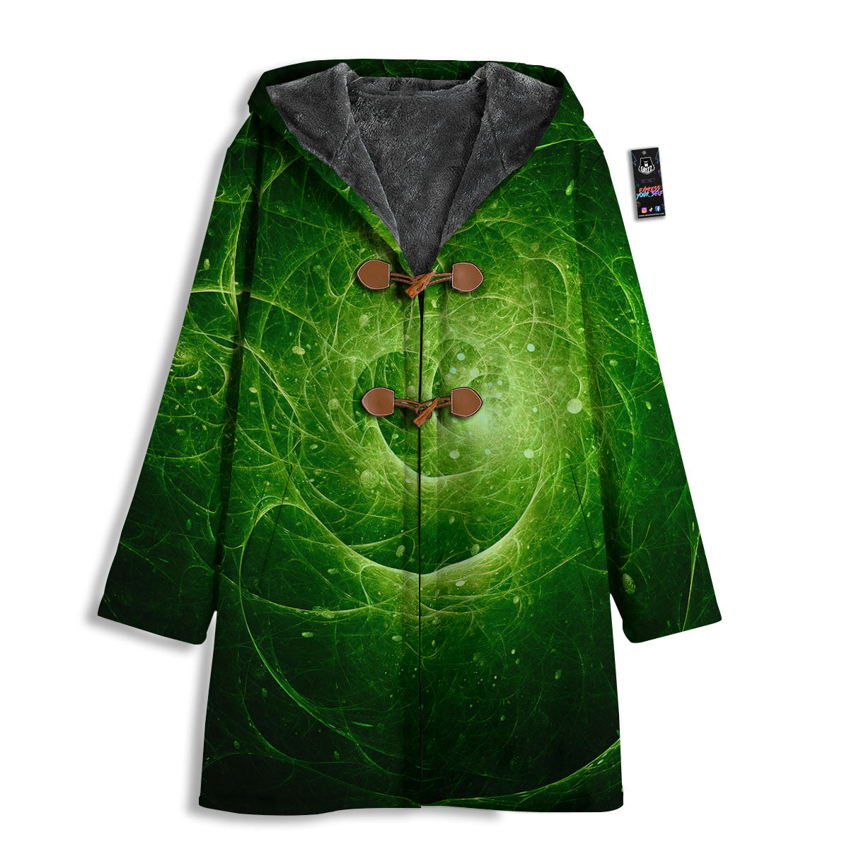 Fractal Green Print Men's Windbreaker Jacket-grizzshop