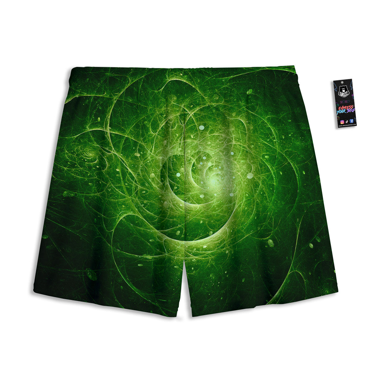 Fractal Green Print Mesh Shorts