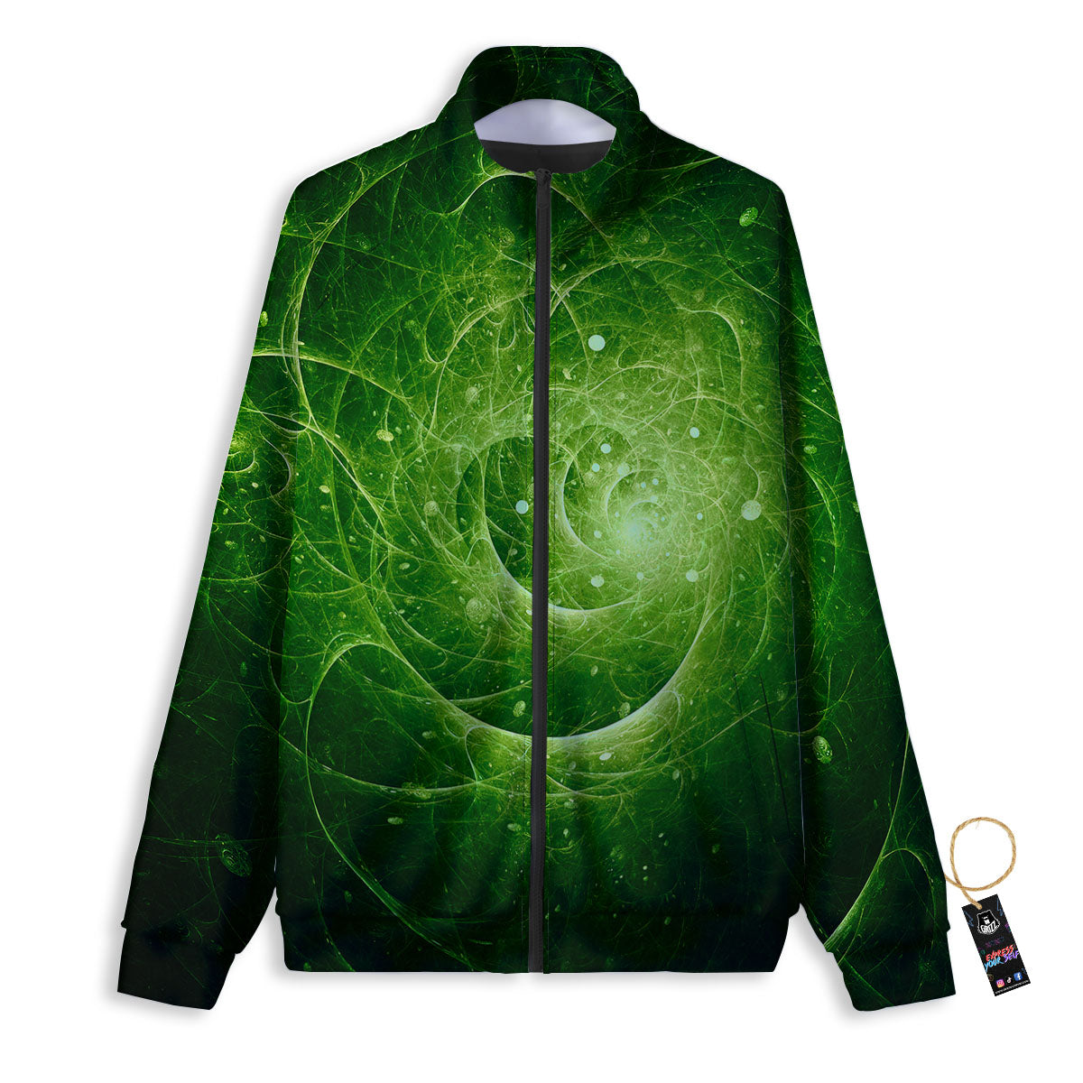 Fractal Green Print Track Jacket-grizzshop